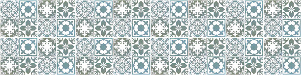 蓝白几何花朵无缝图案