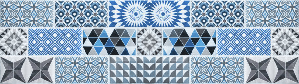 蓝白几何花朵无缝图案