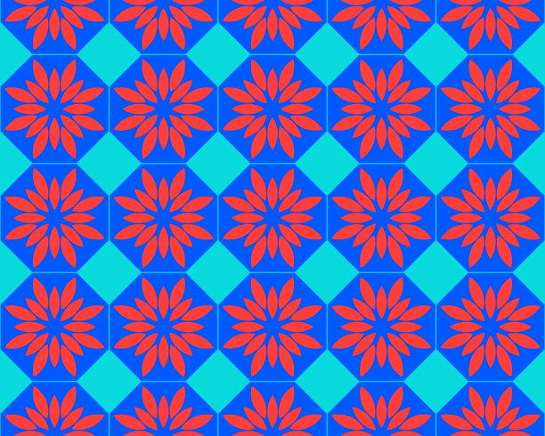 精美蓝绿色圆形花纹图案