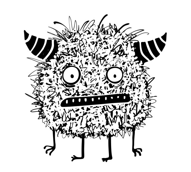 黑白卡通小怪兽