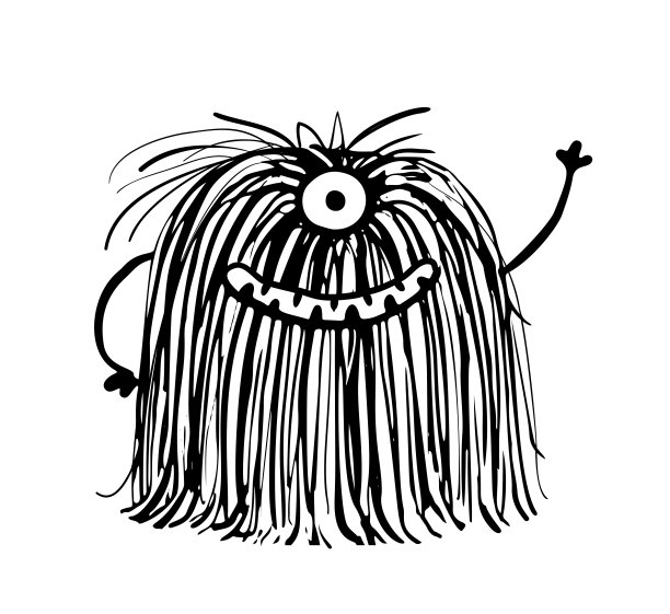 黑白卡通小怪兽