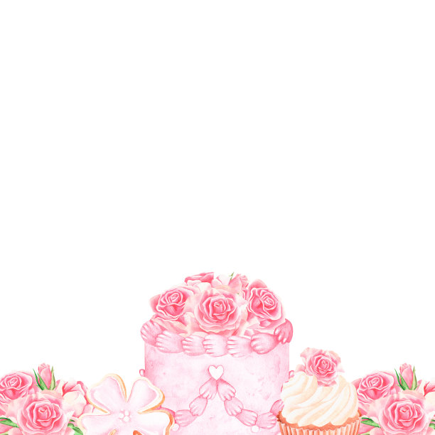 生日卡片 玫瑰 蛋糕