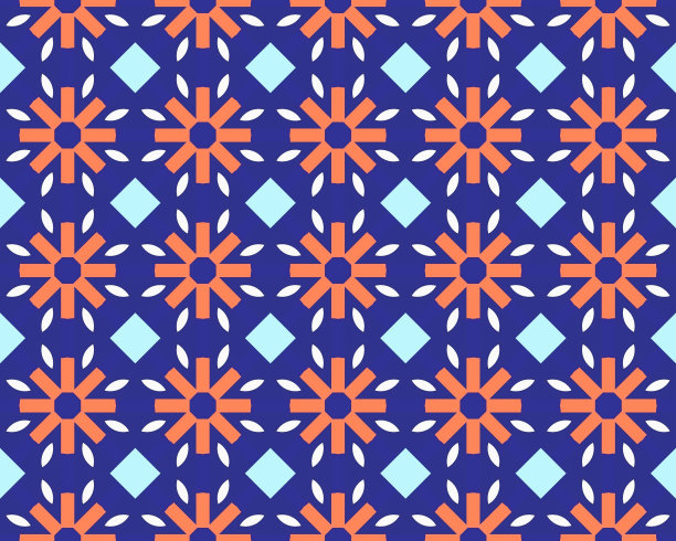 多彩几何花卉拼接图案