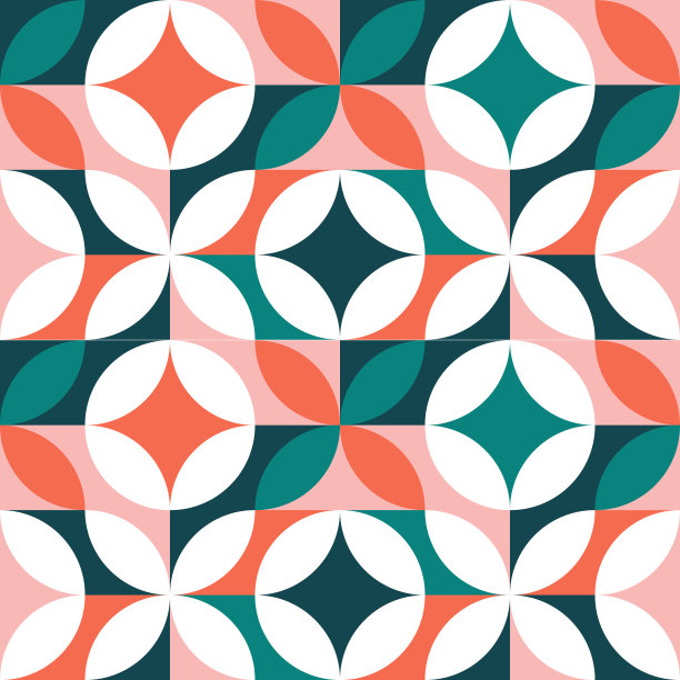 精美绿色圆形几何花纹图案