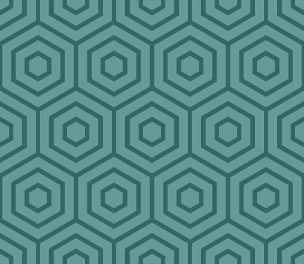 蓝绿几何六边形无缝图案