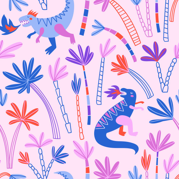 抽象卡通恐龙图案