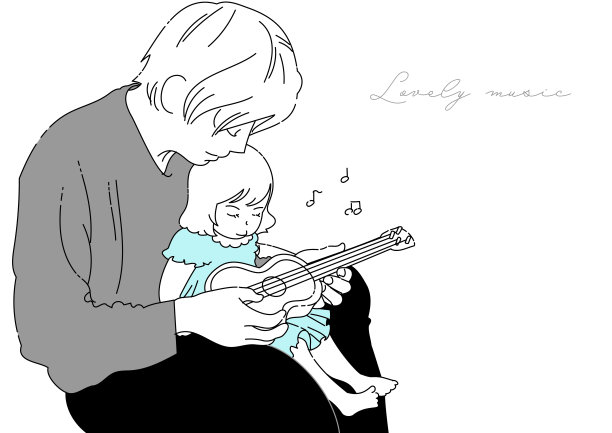 抱着吉他的小女孩