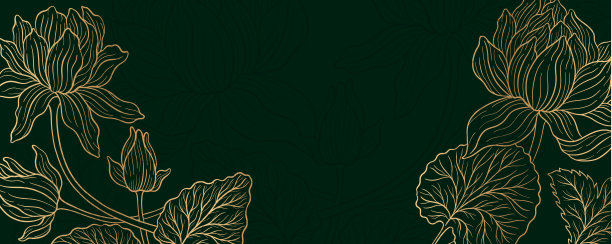 典雅中式荷花植物花卉背景边框