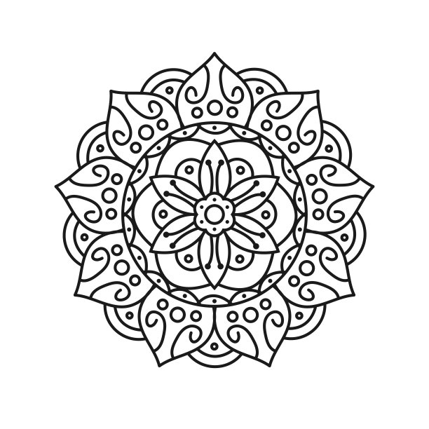 花卉环绕的圆形装饰矢量图案