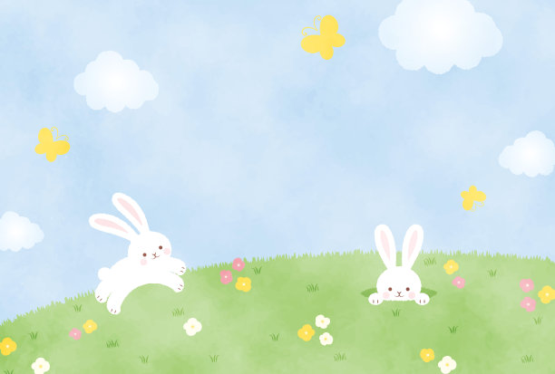 可爱小花兔卡通插画