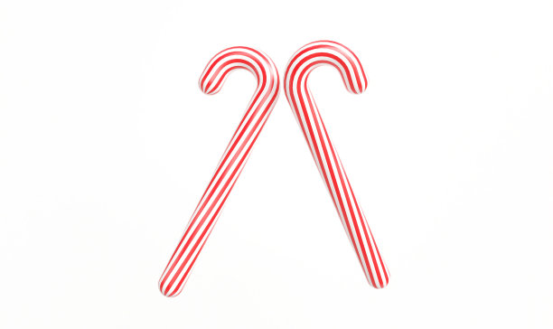红白条纹拐杖糖三维渲染元素