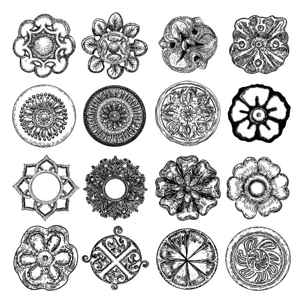 圆形几何花纹装饰图案