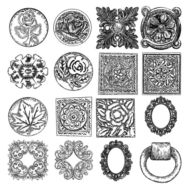 圆形几何花纹装饰图案