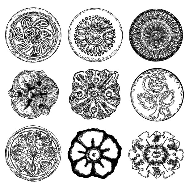 圆形几何花纹装饰图案