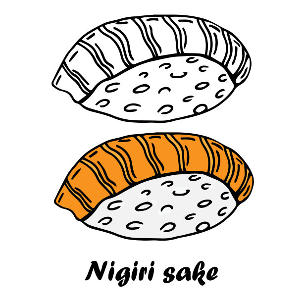 三文鱼寿司矢量美食插画海报