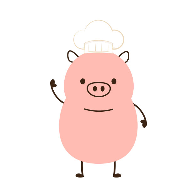可爱有趣的小猪厨师