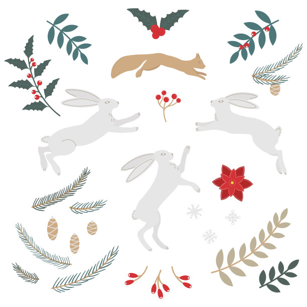 可爱小花兔卡通插画