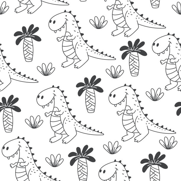 抽象卡通恐龙图案