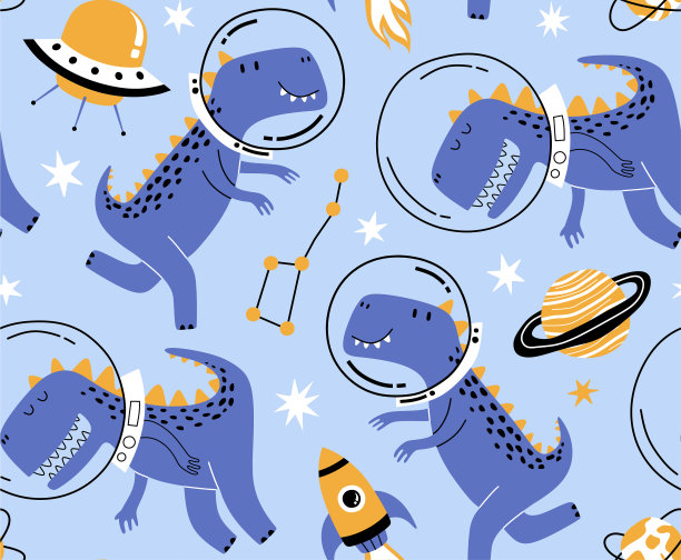 抽象卡通恐龙图案