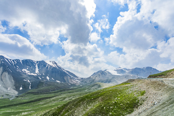 新疆自然风光草原森林雪山