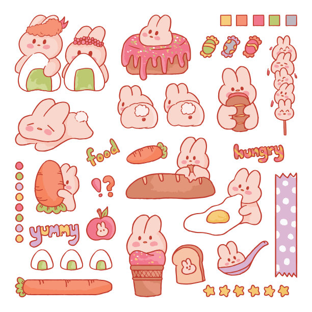 可爱小花兔卡通插画