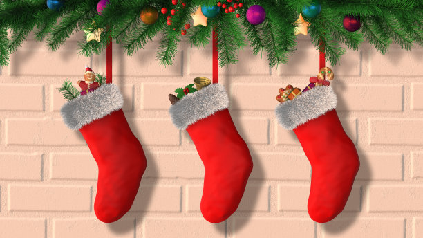 圣诞袜子挂墙