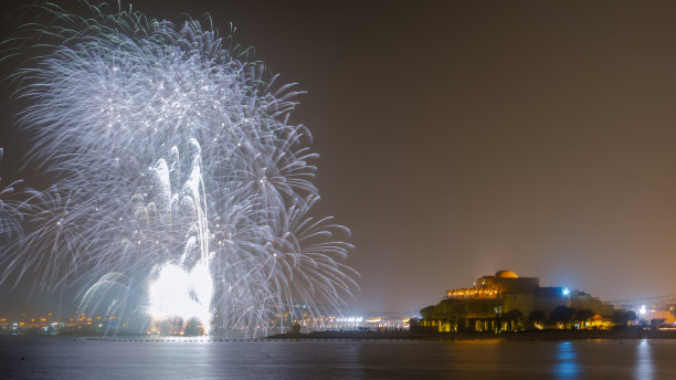 航拍多哈夜景