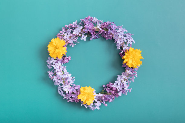 精美紫色绿色圆形花纹图案