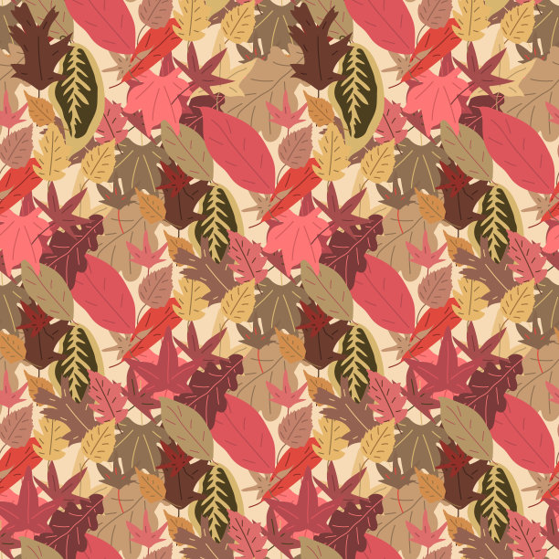 多彩枫叶无缝图案矢量背景