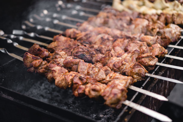 格子烤肉,蔬菜,热