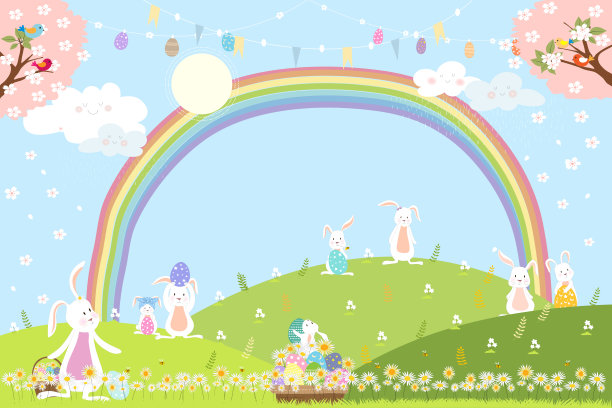 可爱小花兔卡通插画