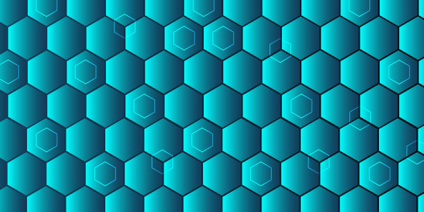 蓝绿几何六边形无缝图案