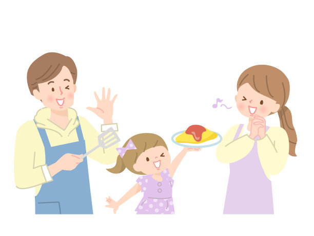 家庭团圆美食插画