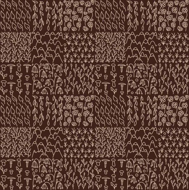 蘑菇四方连续印花图案