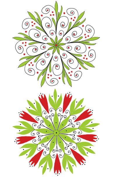 精美绿色圆形几何花纹图案