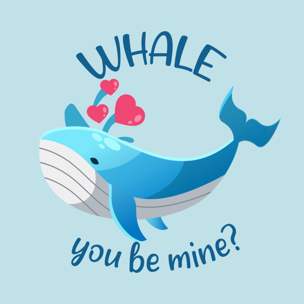 情人节卡,海豚,鲸