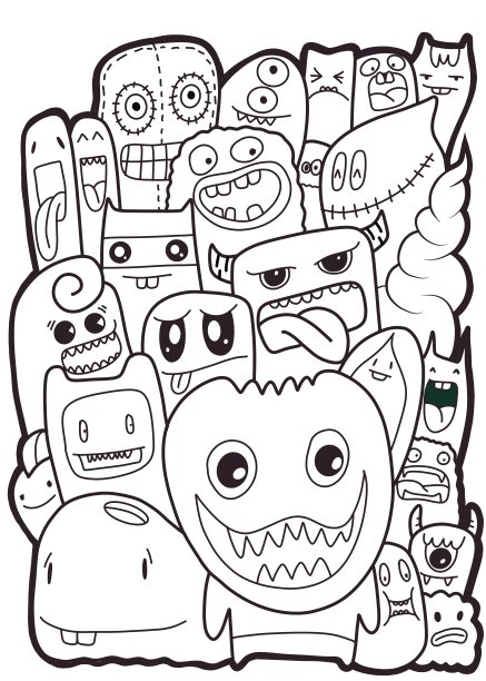 黑白卡通小怪兽