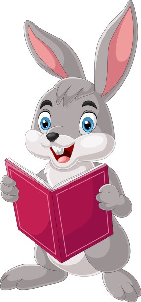 卡通可爱小兔拿着书