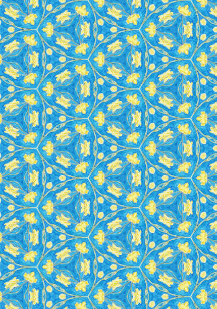 多彩几何花卉拼接图案