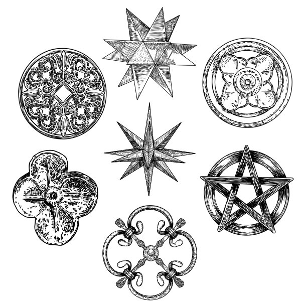 圆形几何花纹装饰图案