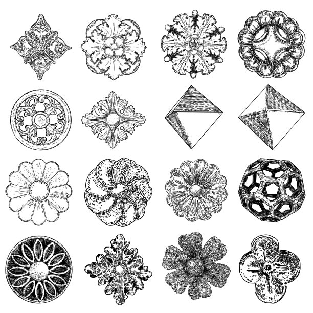 圆形几何花纹装饰图案