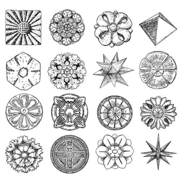 圆形几何花纹装饰图案