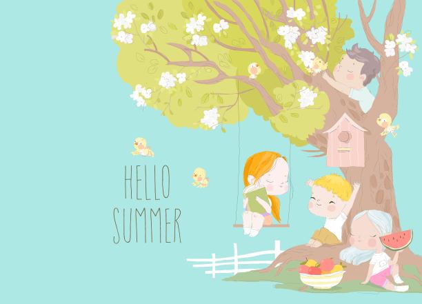 荡秋千可爱卡通