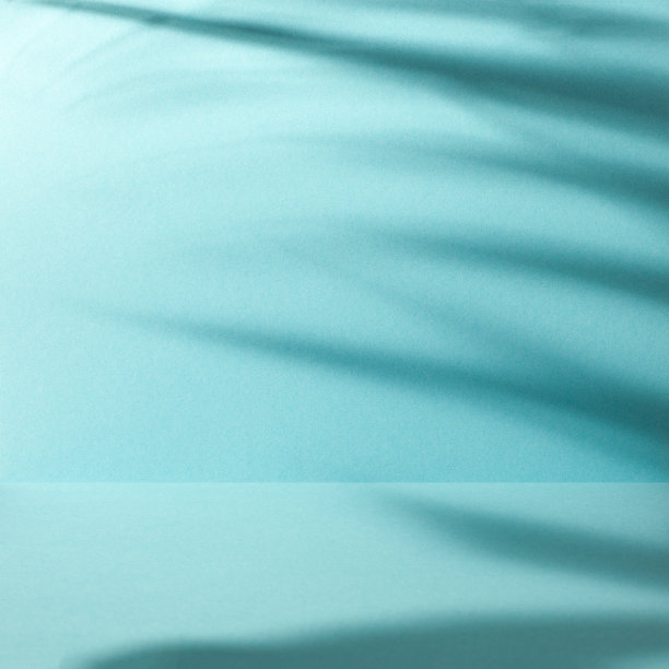 清新蓝绿棕榈叶图案背景