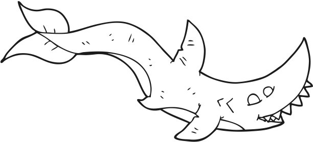 可爱鲨鱼矢量卡通简笔画