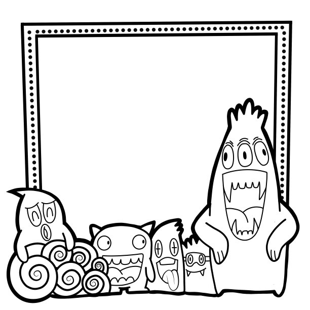 黑白卡通小怪兽