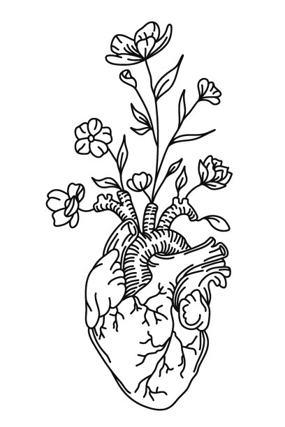 人体器官心脏图案插画印花