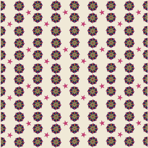 蓝白几何花朵无缝图案