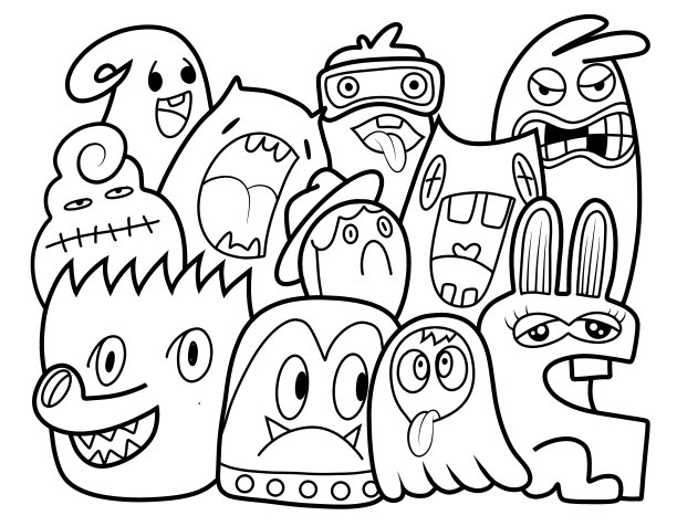 黑白卡通小怪兽