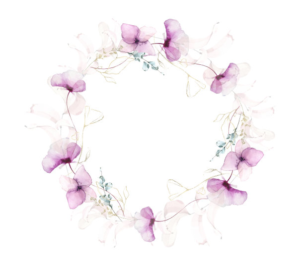 精美紫色绿色圆形花纹图案